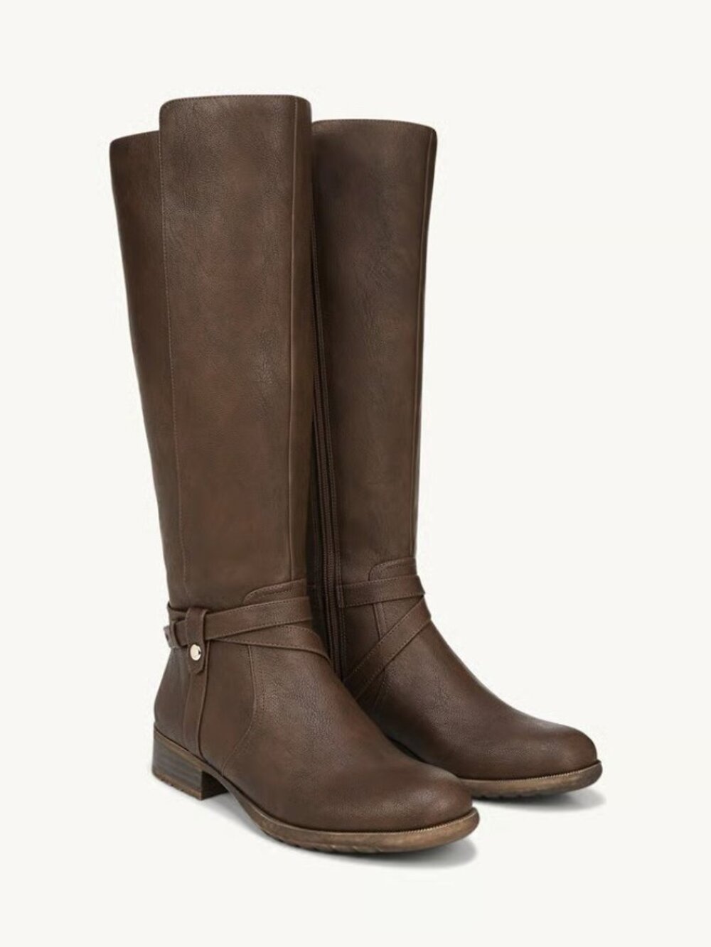 #54 LifeStride Xtrovert Wide Calf Riding Boot (Dark Tan) Leather 11.0 W